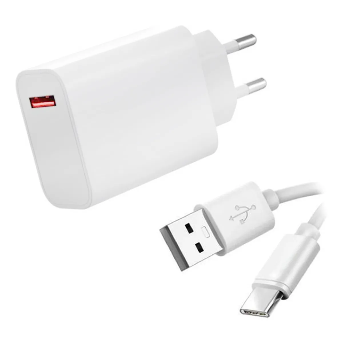 Chargeur Secteur Rapide USB2 33W + Cable type C pour Xiaomi Redmi 9 6.53"/Xiaomi Redmi 9T 6.53" - Blanc - Visiodirect -