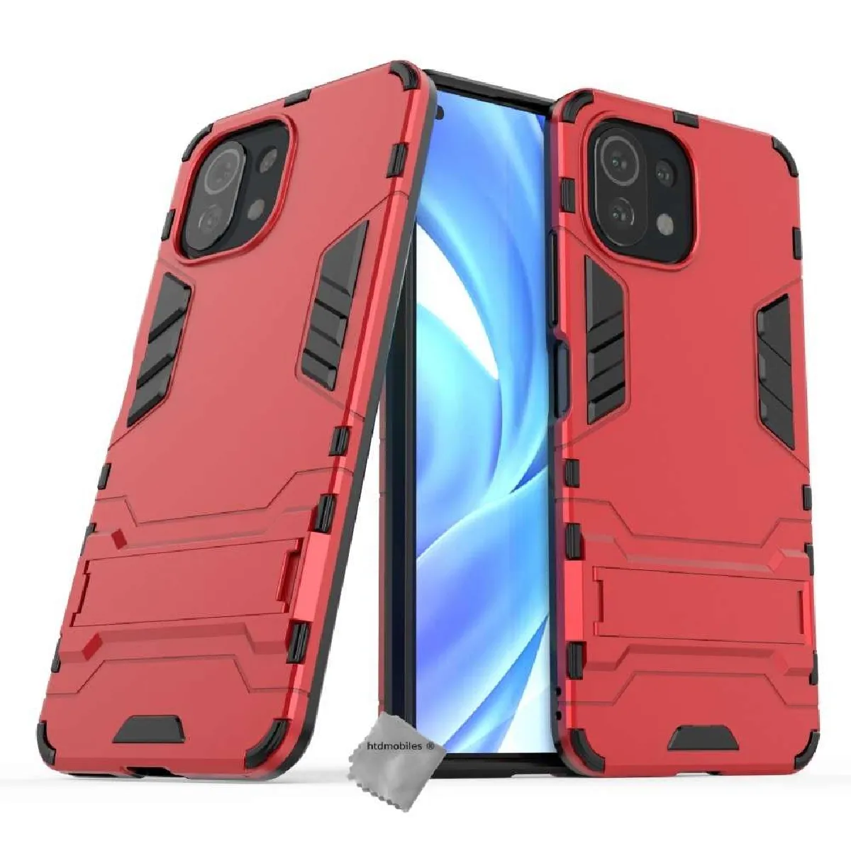 Coque rigide anti choc pour Xiaomi Mi 11 Lite 5G NE + film ecran - ROUGE