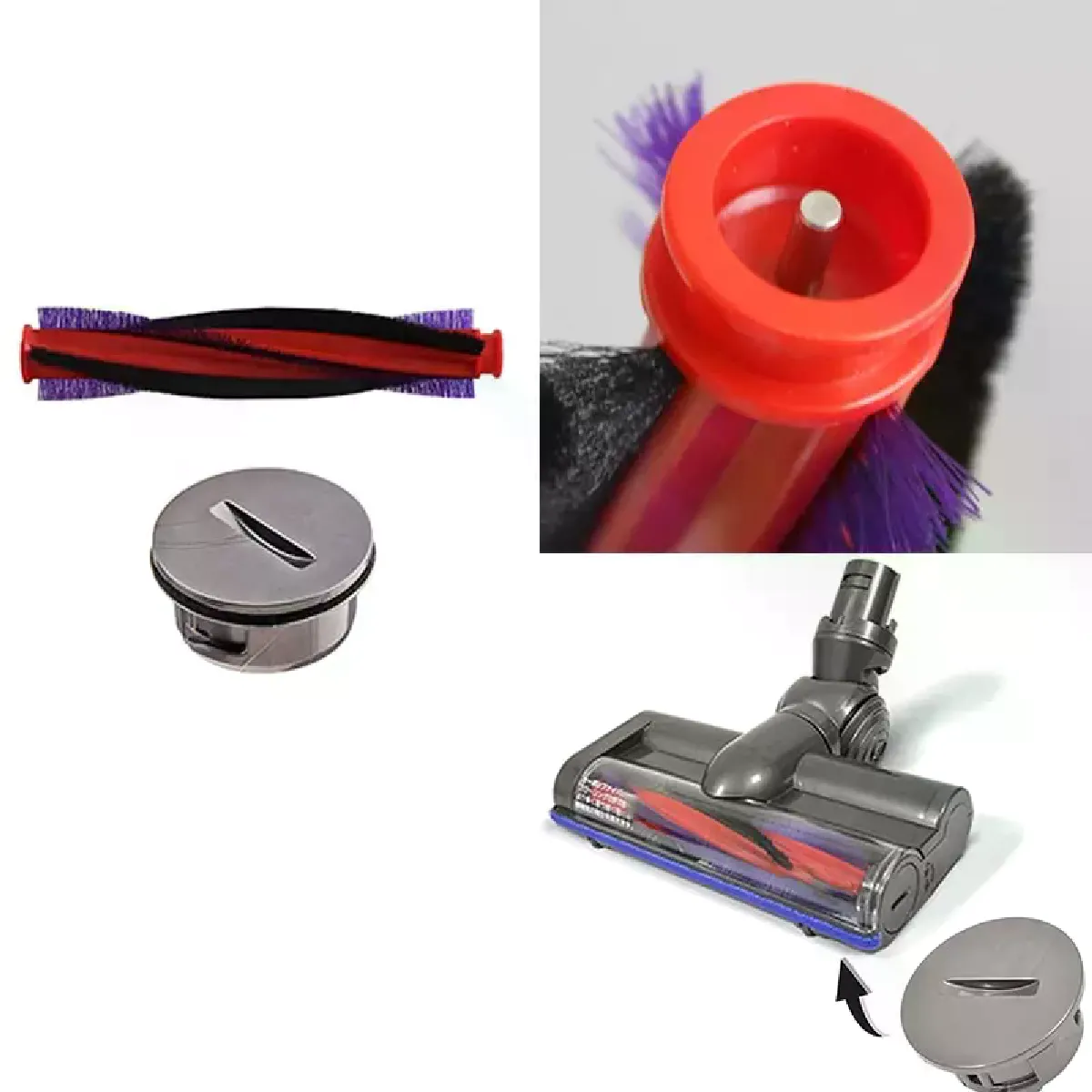 Rouleau de brosse sans fil pour Dyson V6 Animal Fluffy SV03, rouleau de brosse + capuchon d'extrémité, barre de rouleau de brosse