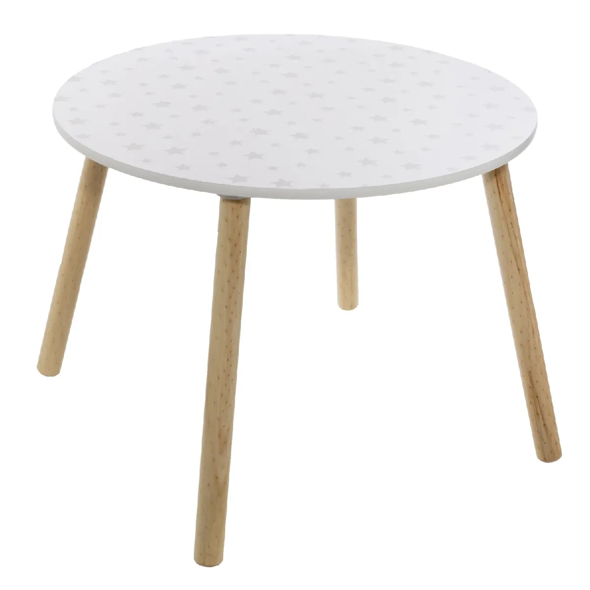 Table enfant design bois Douceur - Diam. 60 cm - Blanc à motif