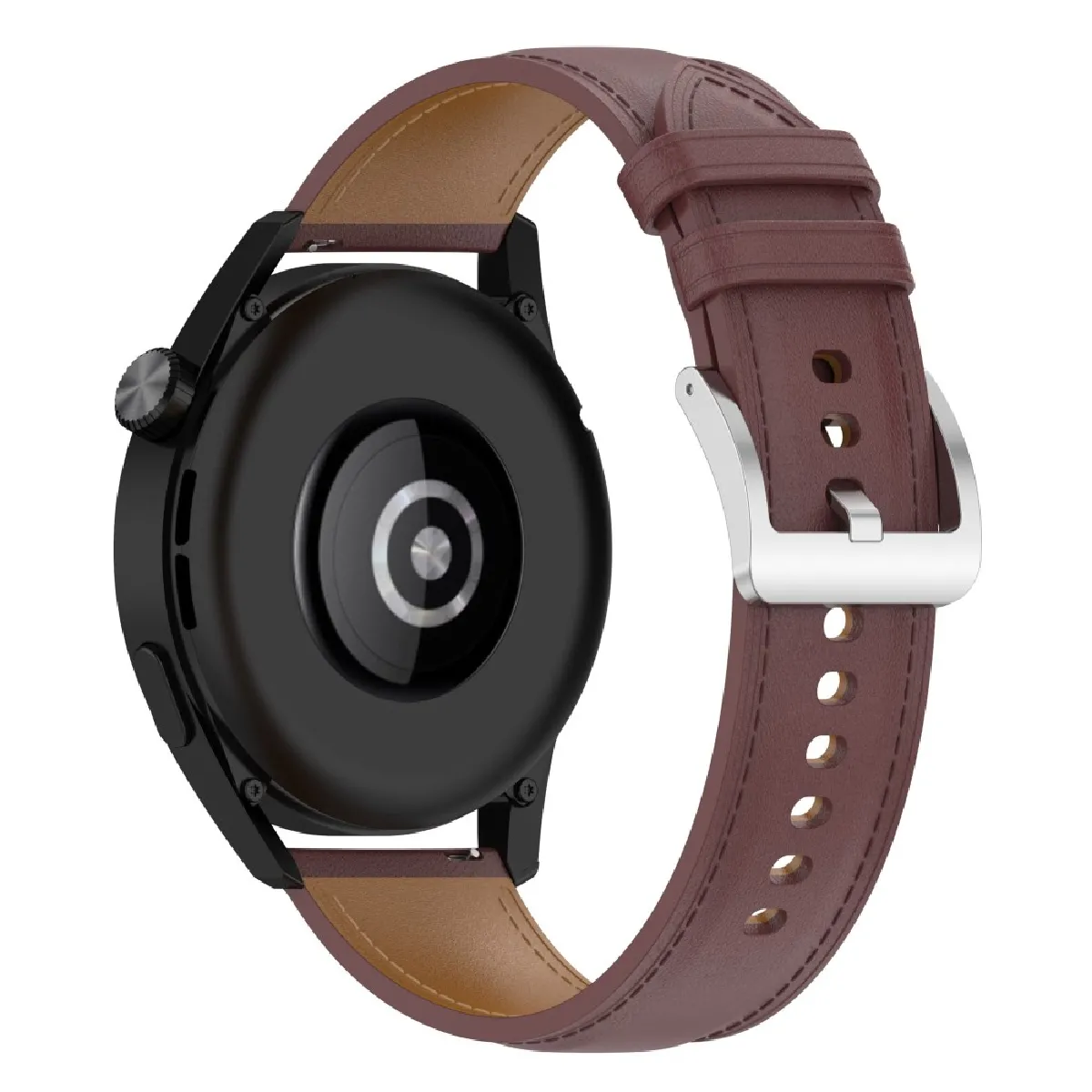 Bracelet en cuir véritable marron foncé pour votre Samsung Galaxy Watch3 45mm/Huawei Watch GT 3/Honor Watch GS3/Garmin/Xiaomi Mi Watch S1 22mm