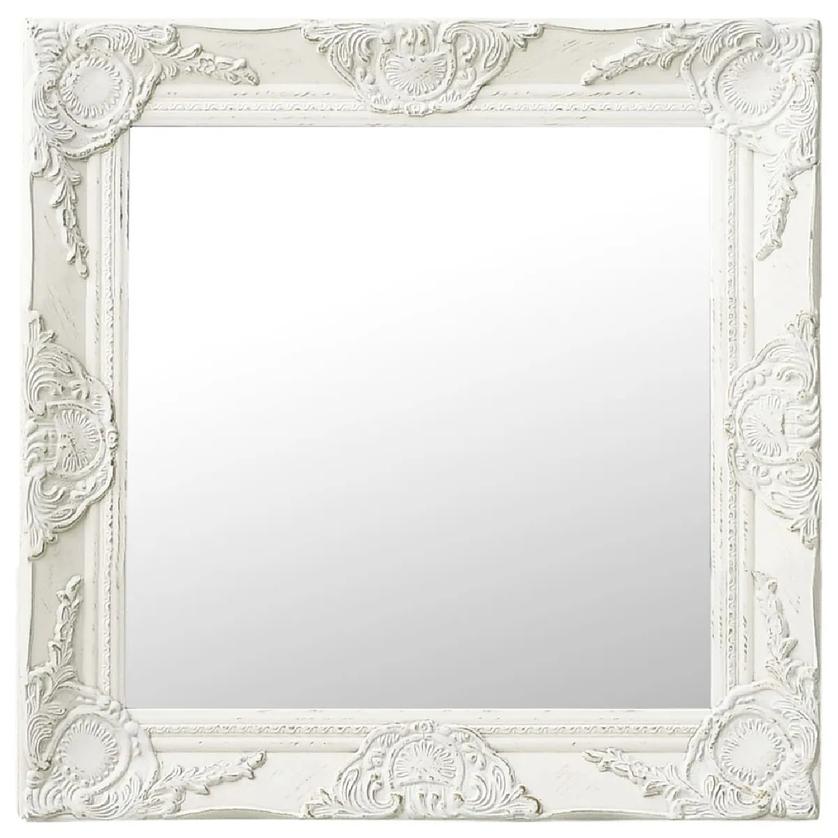 vidaXL Miroir mural style baroque 50x50 cm Blanc