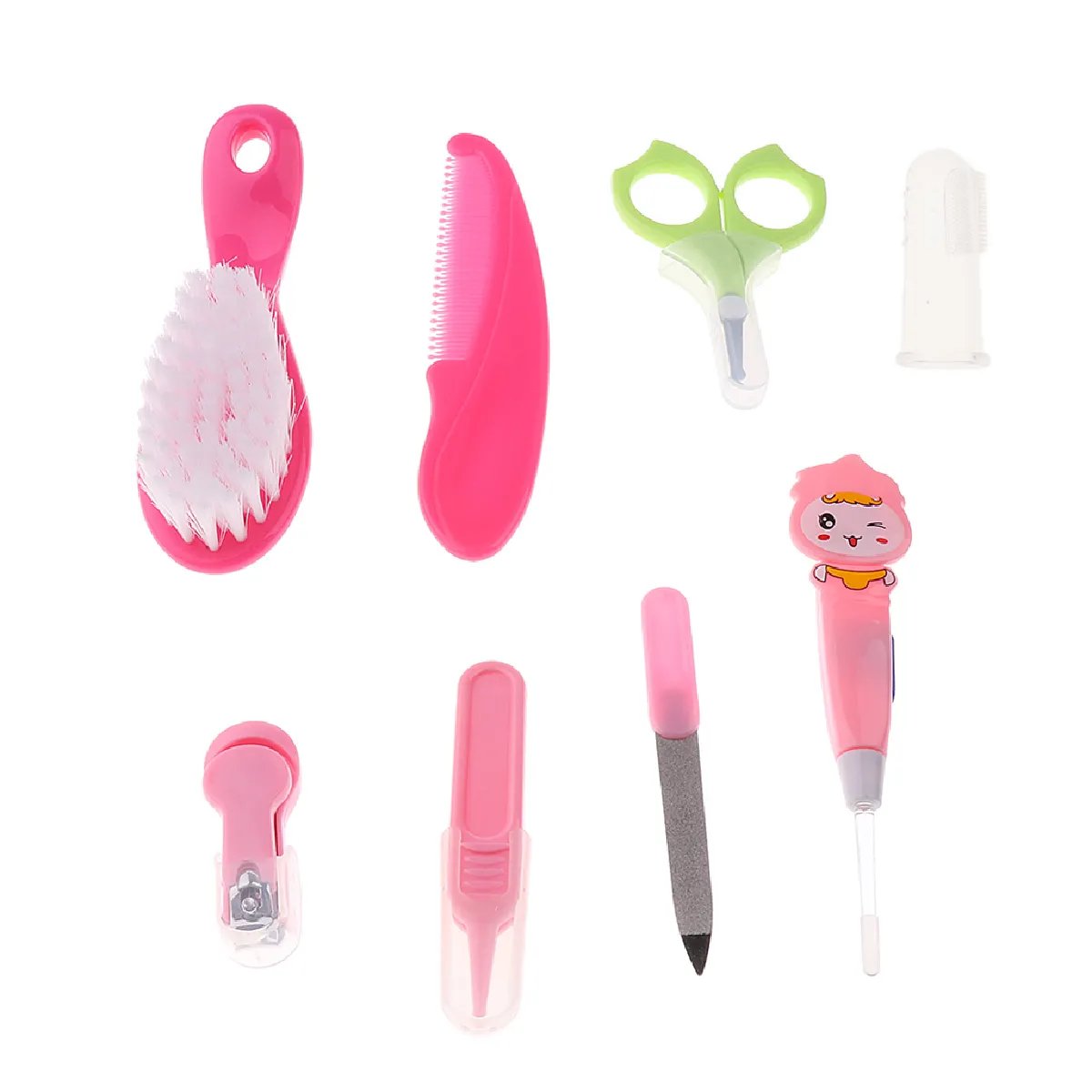 8 pcs bébé enfants ongles soin des cheveux toilettage brosse kit rose