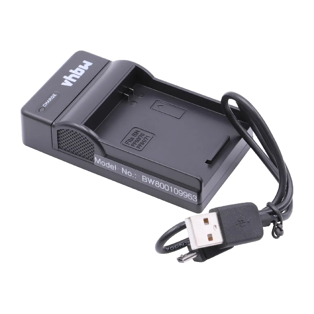 vhbw chargeur Micro USB avec câble pour camera Sony DCR-PC106, DCR-PC107, DCR-PC109, DCR-PC350, NP-FF50, NP-FF51, NP-FF70, NP-FF71.