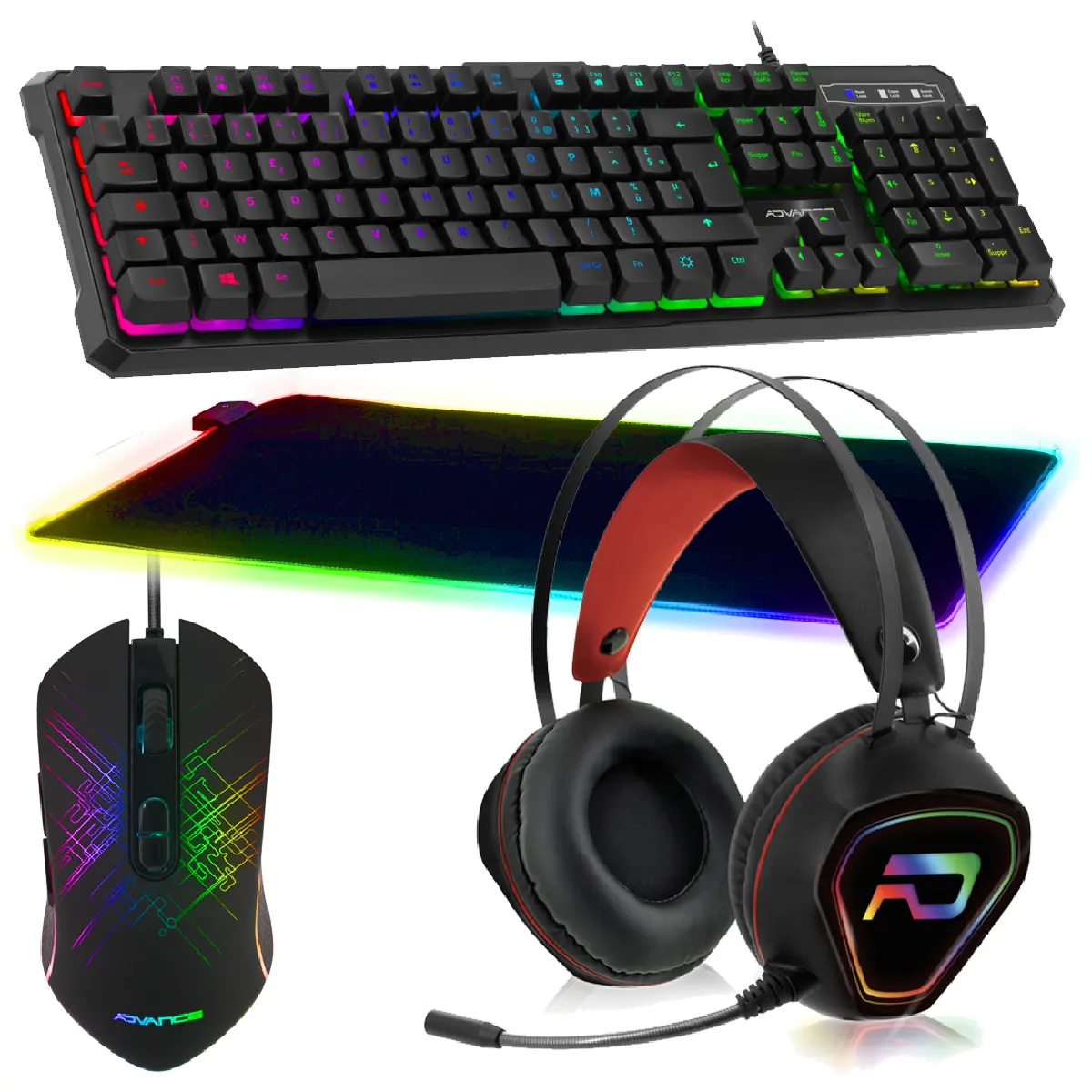 Pack Gamer Clavier Souris Tapis XXL Casque RGB GTA 230 PS4, PS5, XB1 X et S, PC