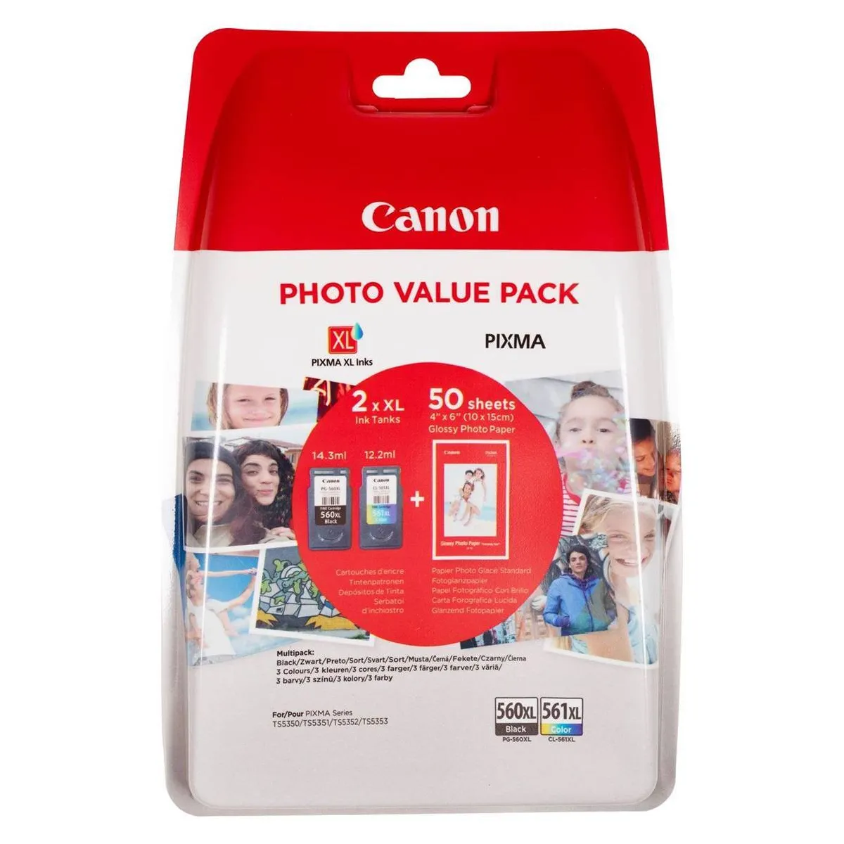 CANON Cartouche d'encre BiPack 560xl Noir + 561xl Couleur + Papier photo