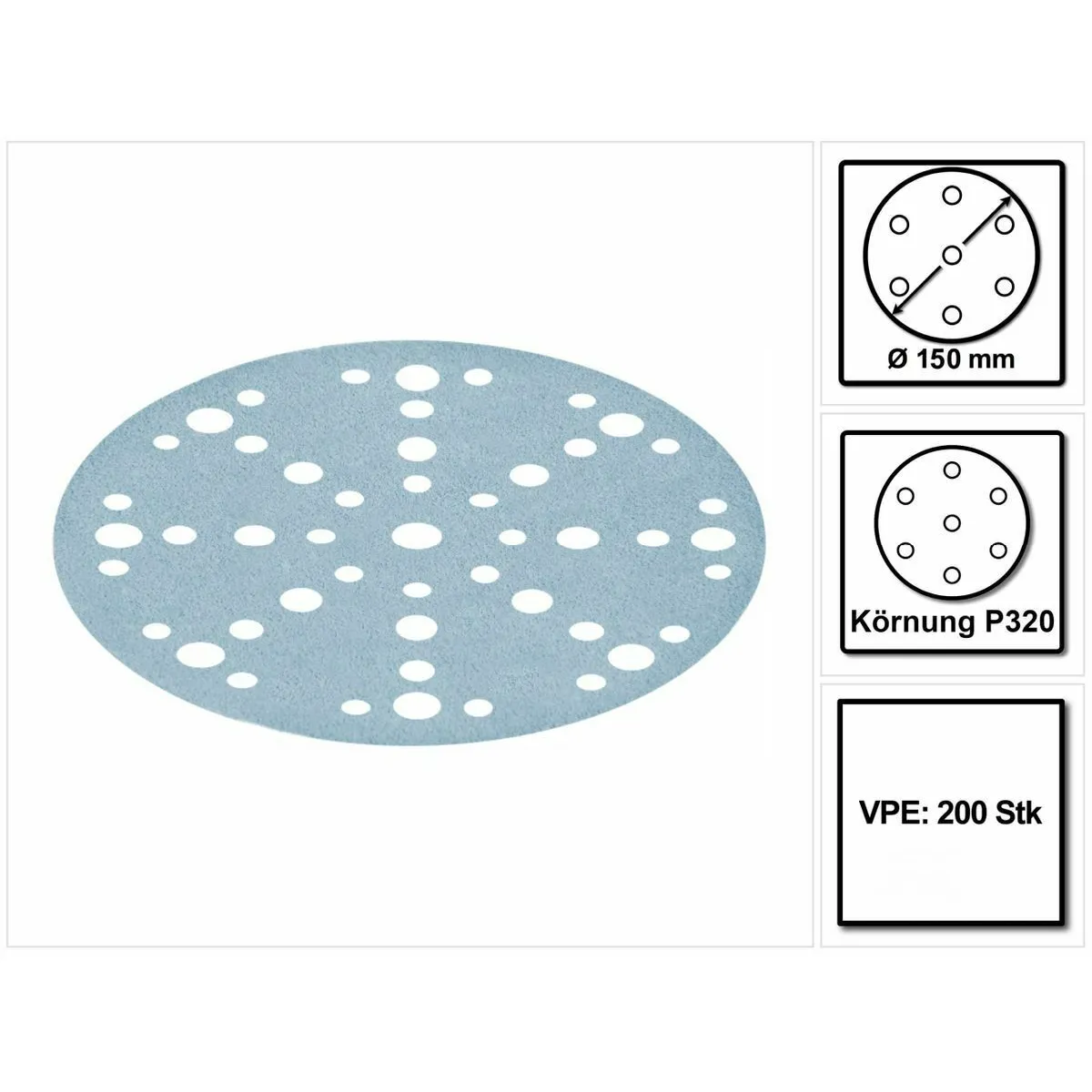 Festool STF D150/48 Disques abrasifs Granat P320 150 mm - pour RO 150, ES 150, ETS 150, ETS EC 150, LEX 150, WTS 150, HSK-D 150 - 200 pcs. ( 2x 575170 )