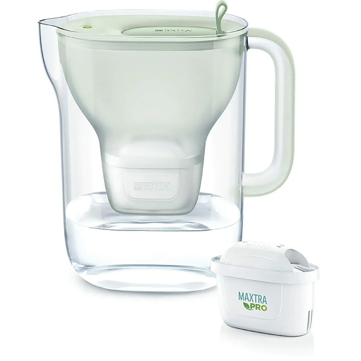 BRITA Filtre à eau Style eco Vert (2,4 l) avec 1 cartouche MAXTRA PRO tout-en-1 ? Filtre durable au design moderne pour réduire le calcaire, le chlore, le plomb et les impuretés