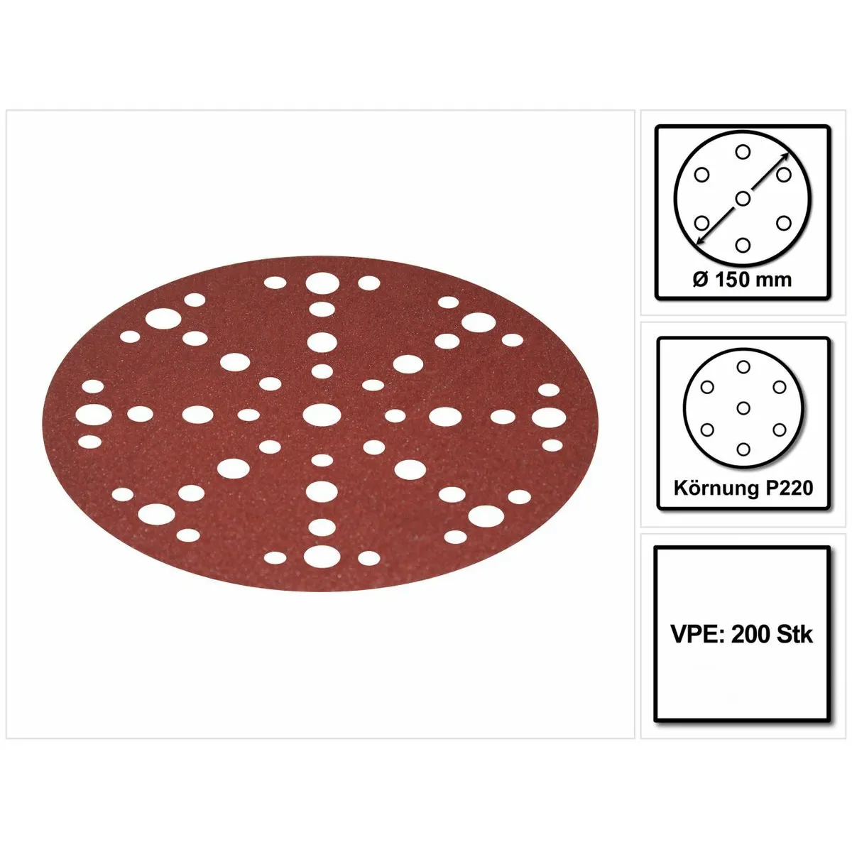 Festool STF D150/48 Meules Ruby 2 P220 150 mm - 200 pièces (4x 575193) pour RO 150, ES 150, ETS 150, ETS EC 150, LEX 150, WTS 150, HSK-D 150