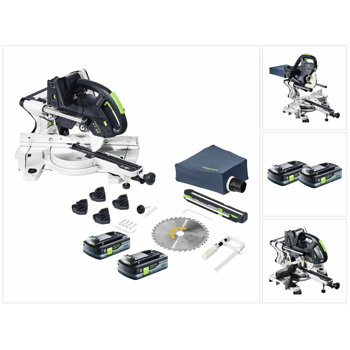 Festool KSC 60 EB KAPEX Scie à onglets radiale sans fil 216mm 18V/36V sans charbons + 2 Batteries 4,0Ah - sans chargeur