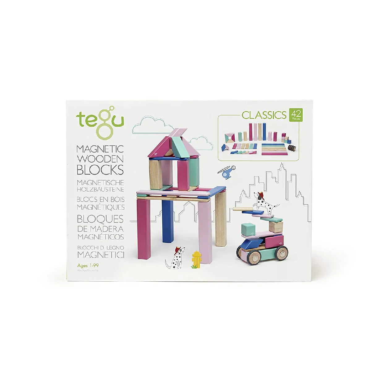 Tegu Jeu de Construction - Blocs de bois Magnétiques - 42 pièces - Fleur