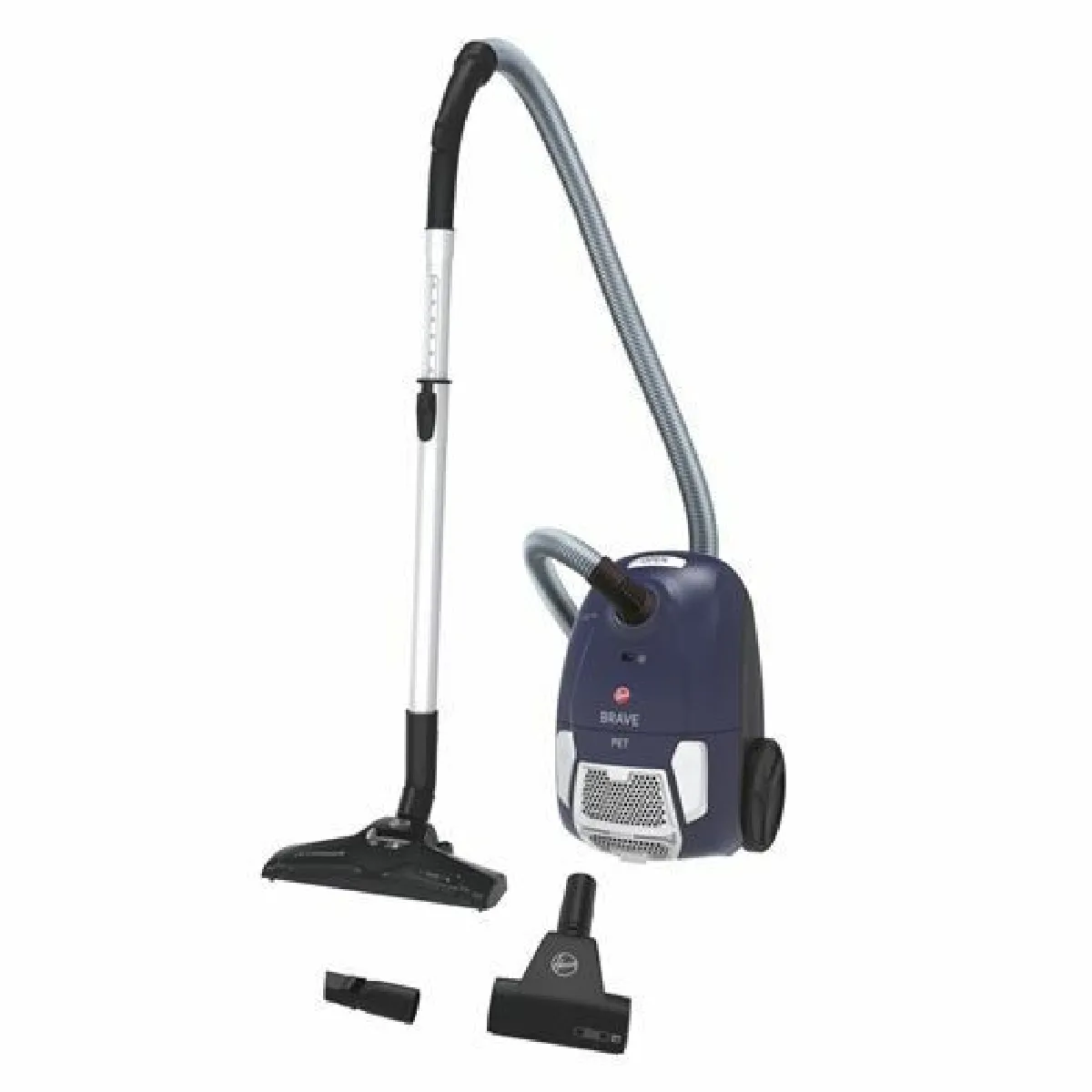 Hoover Brave BV61PET, Aspirateur Traineau avec Sac, Puissant 700 W,Grande capacité 2.3L + Vidage Sans Contact, Tube Extensible & Rayon Action 7,5m, Silencieux, Compact + Brosse Spécial Poils Animaux