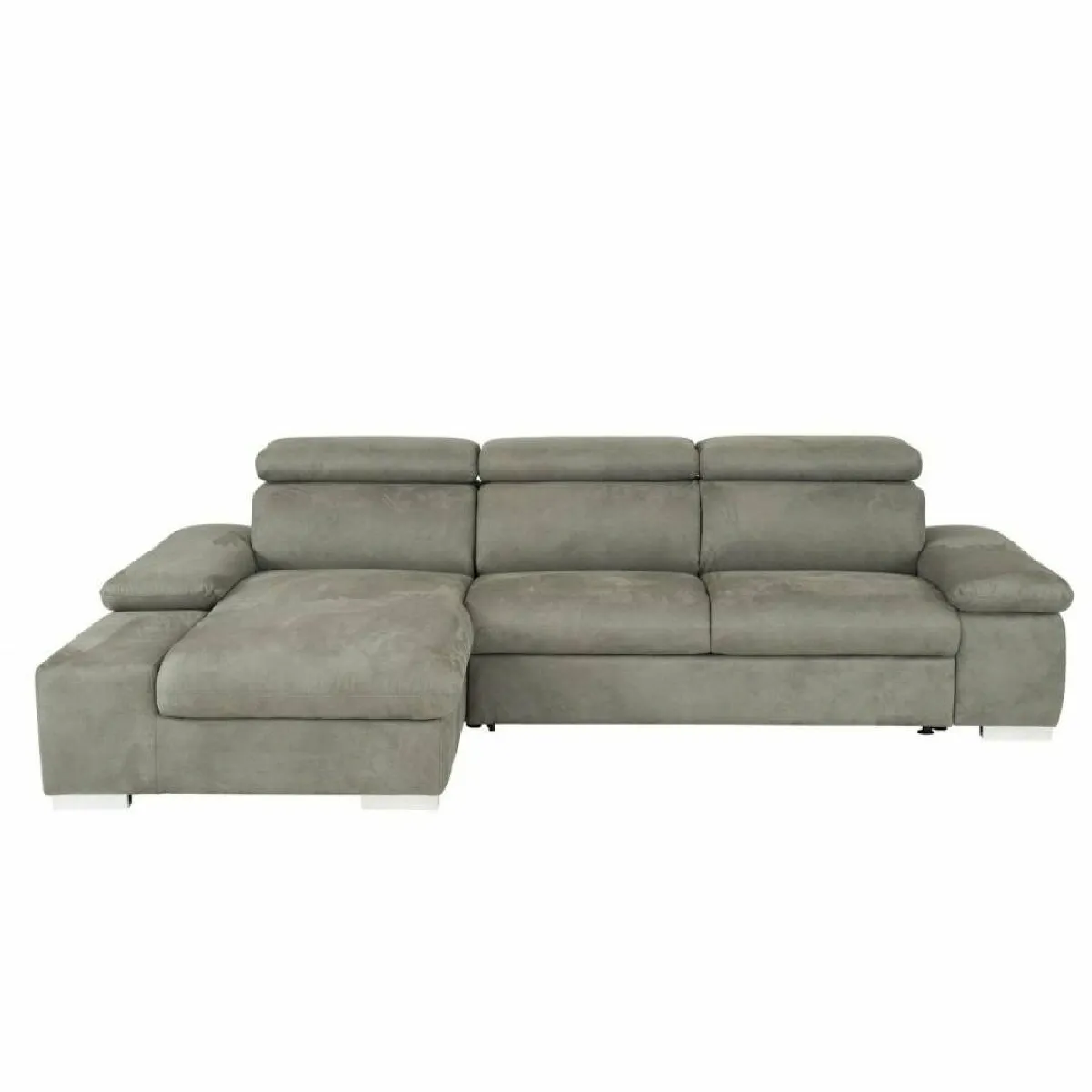 Canapé d'angle convertible gauche avec coffre de rangement PANAMA tissu facon nubuck gris