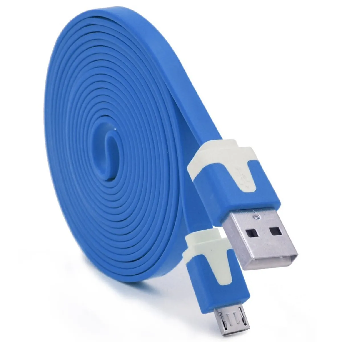 Cable Noodle 3m Micro USB pour HUAWEI MediaPad M3 Android 3 Metres Chargeur USB Smartphone Connecteur (BLEU)