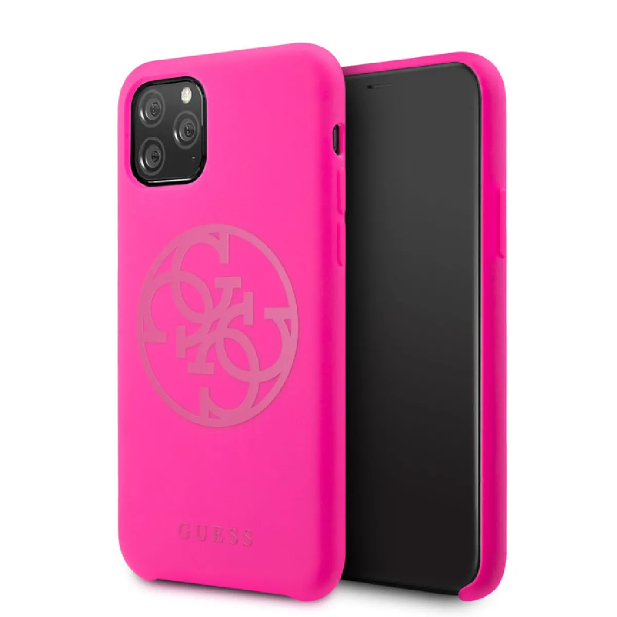 Coque pour iPhone 11 Pro - Guess Silicone - Rose Logo