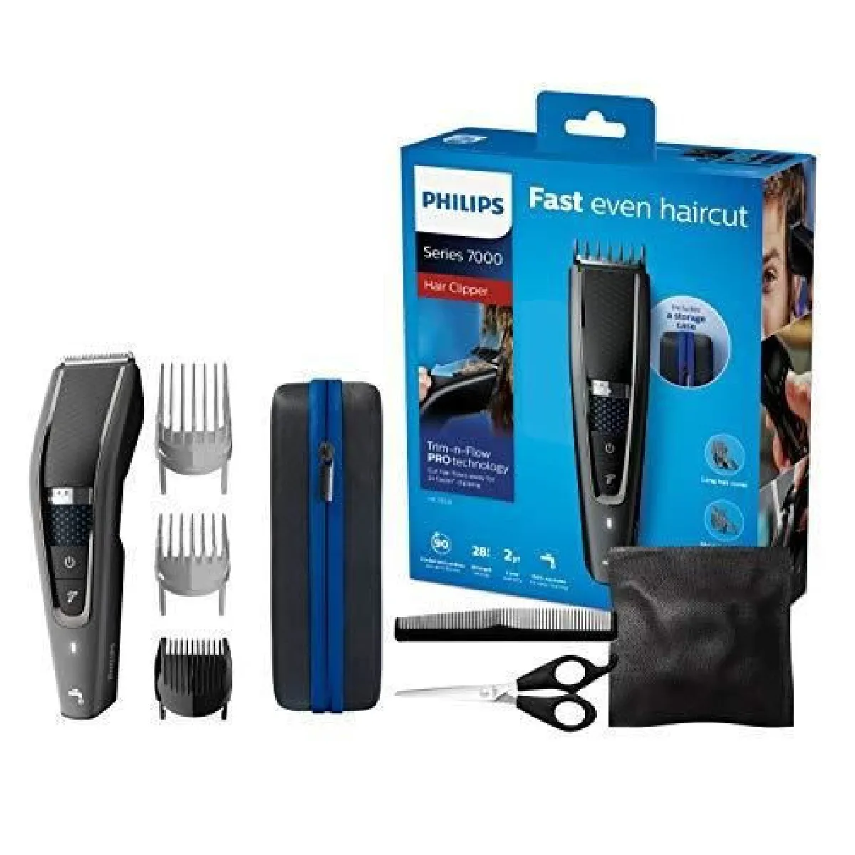 PHILIPS HC7650/15 - Rasoir/Tondeuse Cheveux et Barbe Series 7000 avec Housse de Voyage et Kit Barber