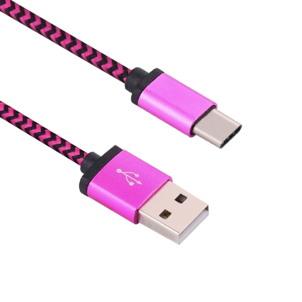 Câble Magenta pour Samsung Galaxy S8 & S8 + / LG G6 / Huawei P10 & P10 Plus / Xiaomi Mi6 & Max 2 et autres Smartphones 1m tissé Style USB-C / Type-C 3.1 à USB 2.0 de charge de synchronisation de données,