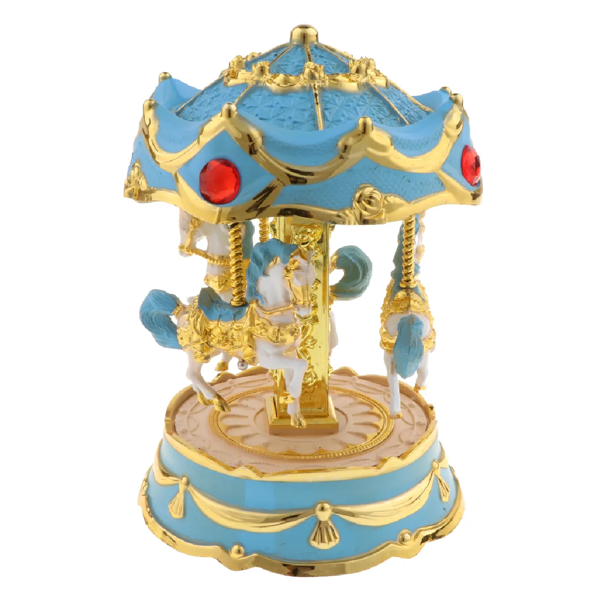 Carrousel LED lumière boîte à musique jouet jouet cadeau d'anniversaire pour les filles femmes bleu