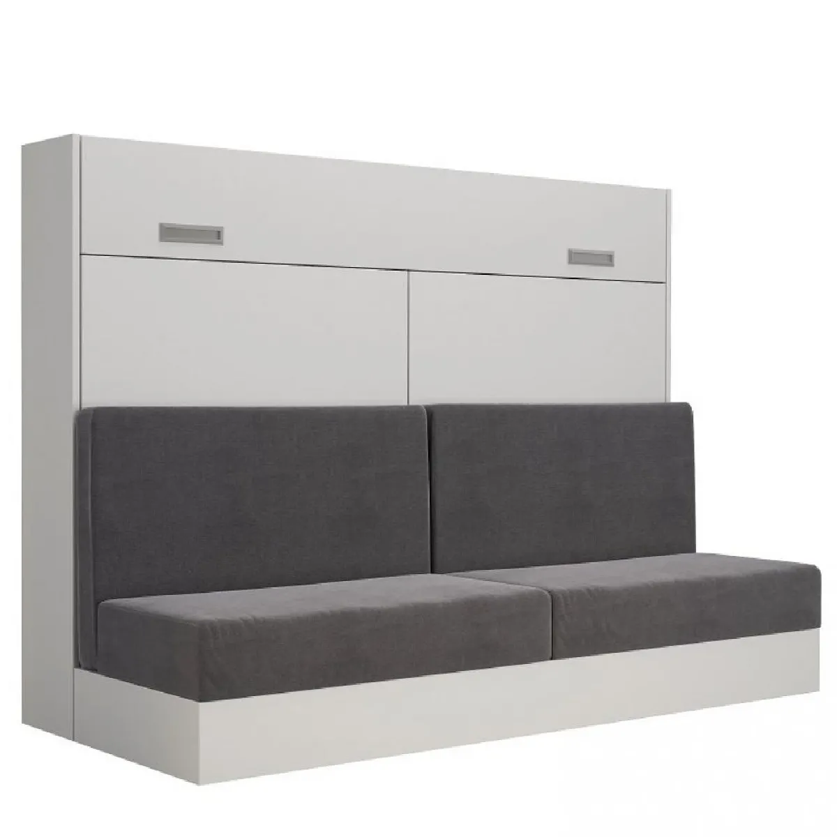 Armoire lit escamotable VERTIGO SOFA blanc canapé gris couchage 140*200 cm