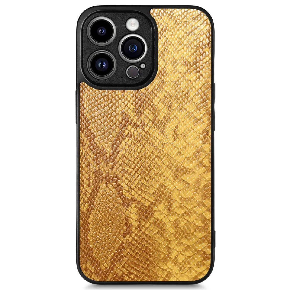 Coque en TPU + PU découpe précise, texture serpent pour votre iPhone 14 Pro Max - jaune