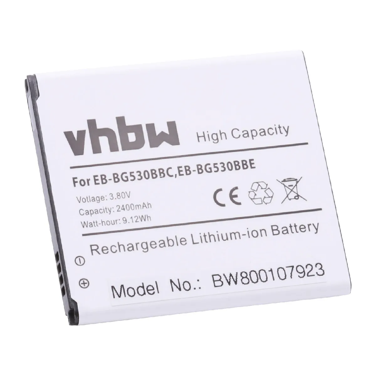 vhbw batterie pour Samsung Galaxy J3 2018, Galaxy J3 Emerge 4G, Galaxy J3 Achieve Smartphone remplace EB-BG530BBC, EB-BG530BBE (2.4Ah, 3.8V, Li-Ion)