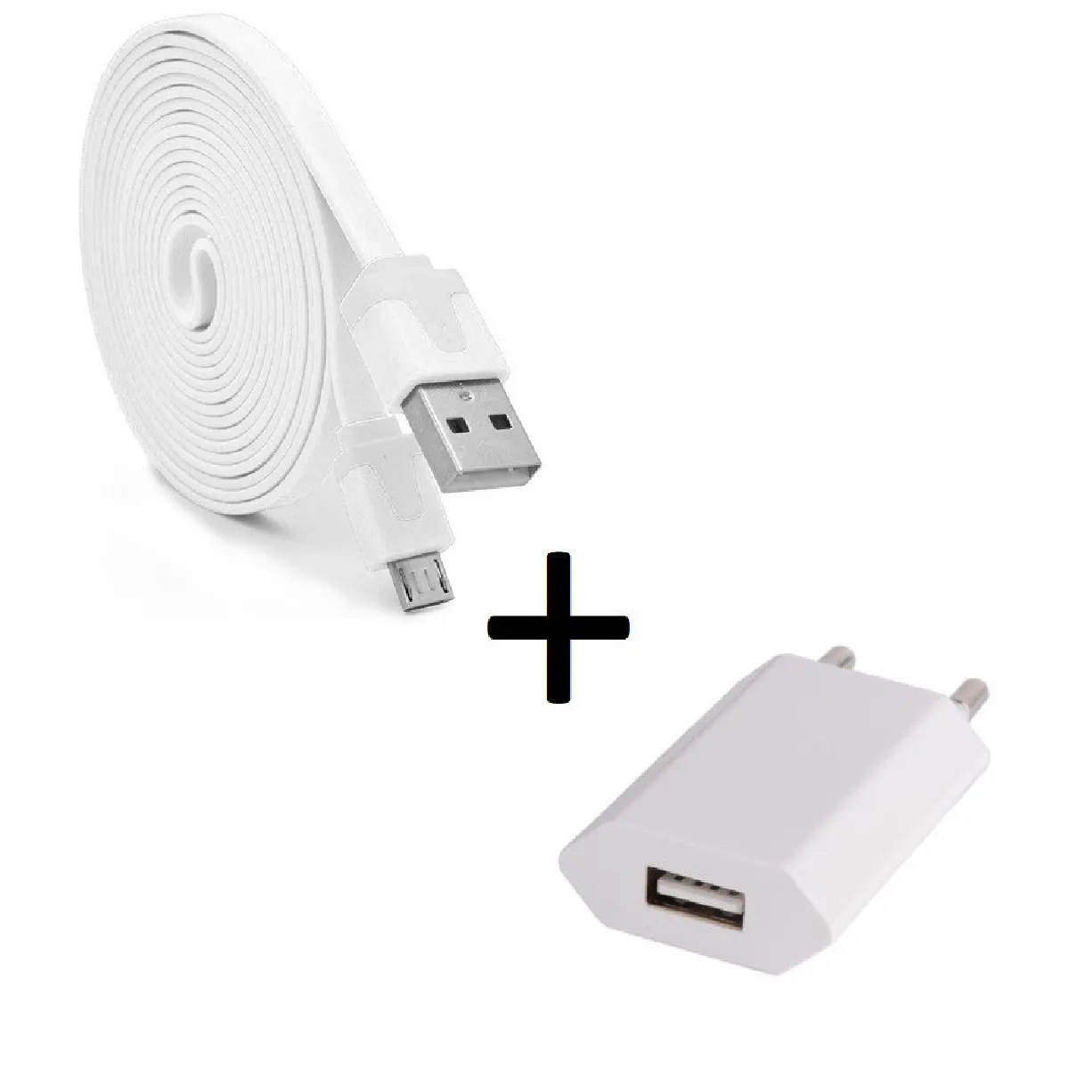 Pack Chargeur pour HUAWEI MediaPad M3 Micro USB (Cable Noodle 3m + Prise Secteur Couleur USB) Android