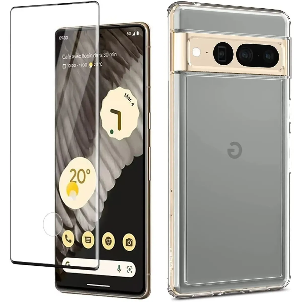 Coque Silicone Transparente + Vitre Protection Ecran Pour Google Pixel 7 Pro 5G Little Boutik®