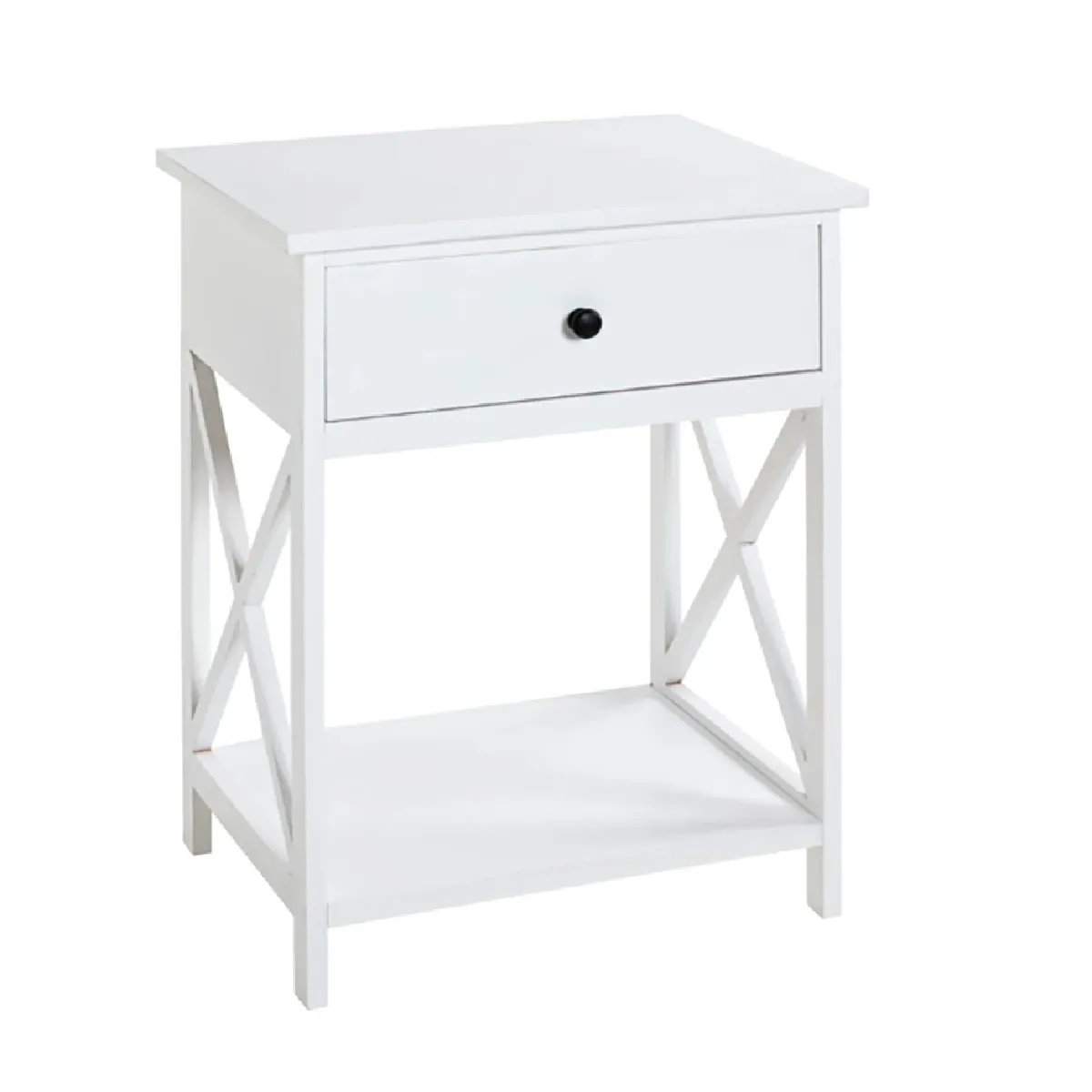 Table d'appoint en MDF laqué blanc - Longueur 46 x Hauteur 60 x Profondeur 35 cm