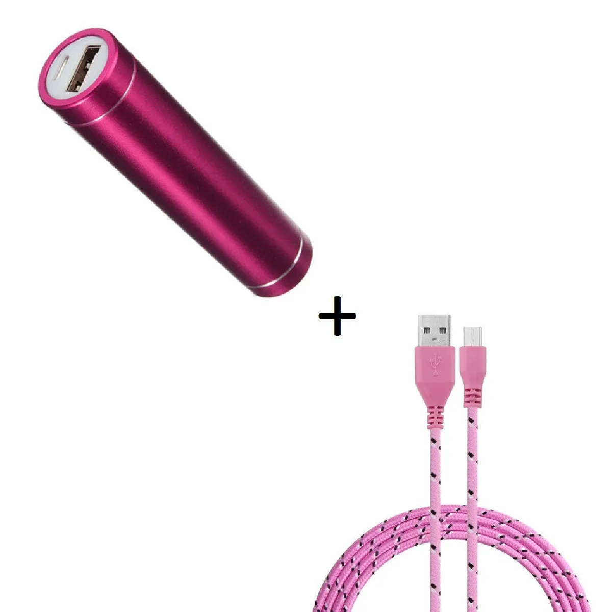 Pack Batterie pour AMAZON Fire HD 8 Smartphone Micro USB (Cable Tresse 3m + Batterie Chargeur Externe) Android 2600mAh (ROSE PALE)