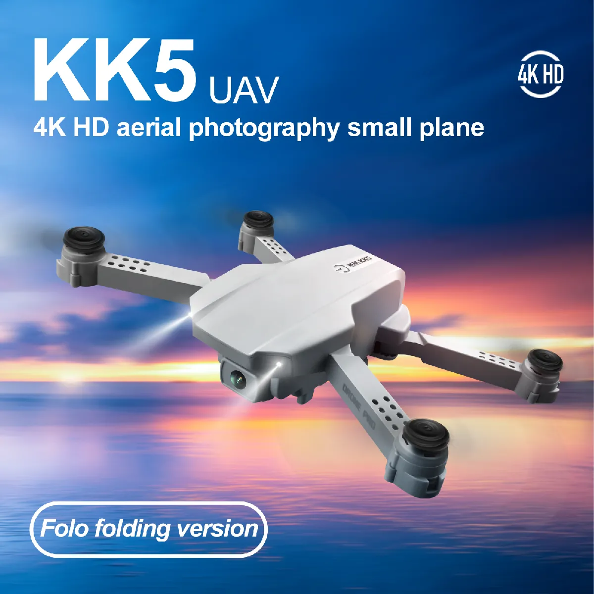 KK5 télécommandé mini drone 4K HD drone grand angle caméra 1080p WiFi FPV drone quadricoptère pliable mode sans tête Suivez-moi Hélicoptère jouet  (Gris)