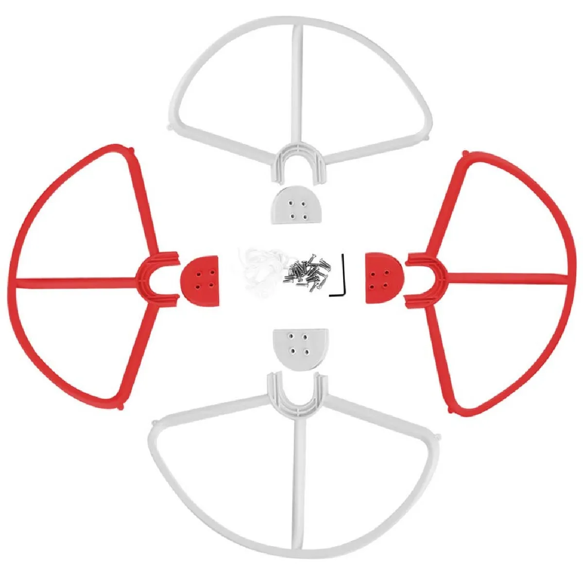 vhbw pack de protection plastique rouge-blanc pour drone, quadrocopter DJI Phantom 2, 2 Vision, 2 Vision + plus, 3 Advanced, 3 Professional, FC40