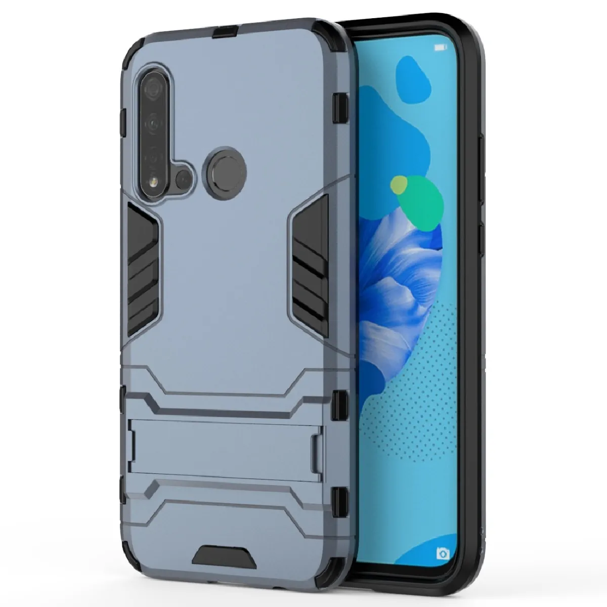 Coque PC + TPU antichoc pour Huawei P20lite 2019 / Nova5iavec support bleu marine