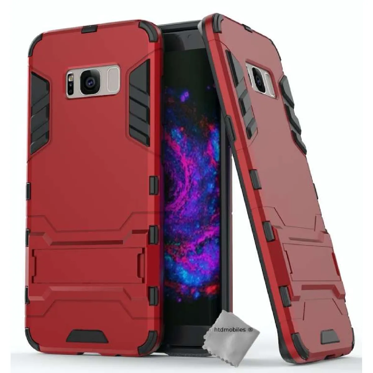 Coque rigide anti choc pour Samsung G955F Galaxy S8 Plus + film ecran - ROUGE