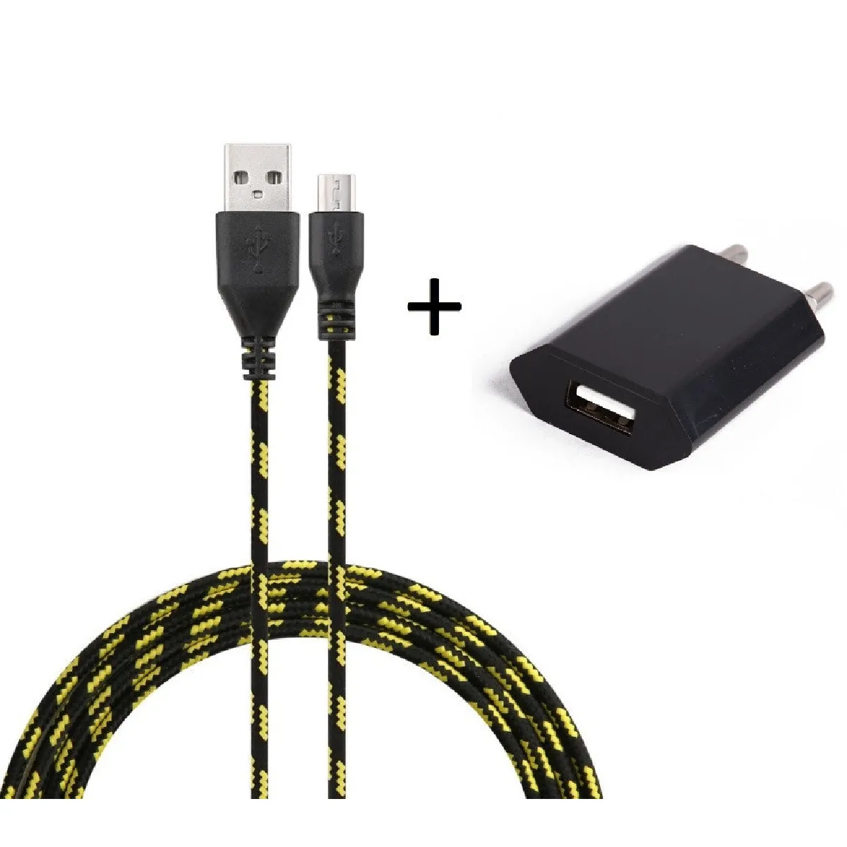 Pack Chargeur pour HUAWEI MediaPad M3 Smartphone Micro-USB (Cable Tresse 3m Chargeur + Prise Secteur USB) Murale Android Univers (NOIR)