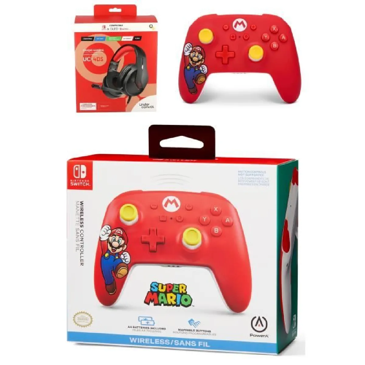 Casque Switch Nintendo rouge + Manette SWITCH MARIO JOY rouge Sans Fil Bluetooth Manette sans fil Nintendo Switch oled - Mario Joy