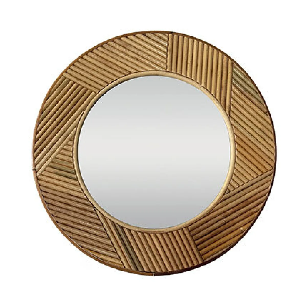 Miroir rond 40x40 cm en rotin naturel tressé