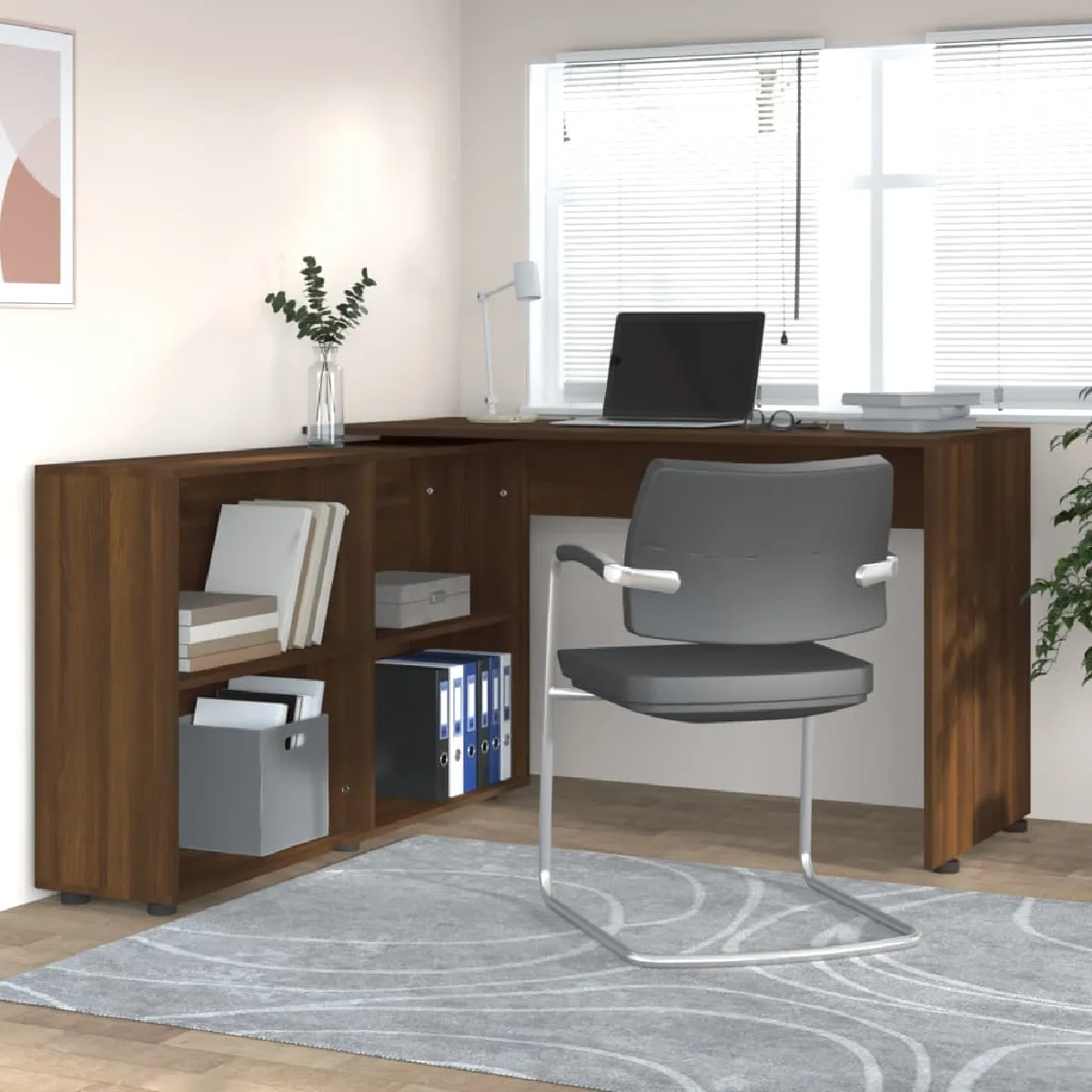 vidaXL Bureau d'angle Chêne marron Bois d'ingénierie