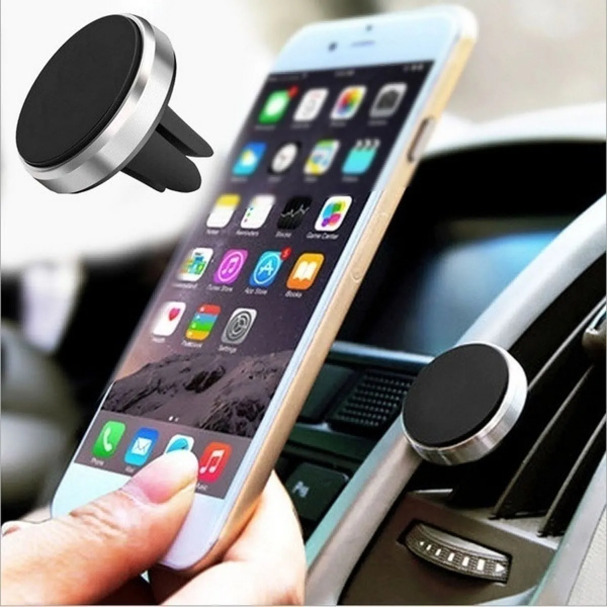 Support Voiture Ventilateur Magnetique pour "IPHONE 14 Pro Max" Aimant Universel (ARGENT)