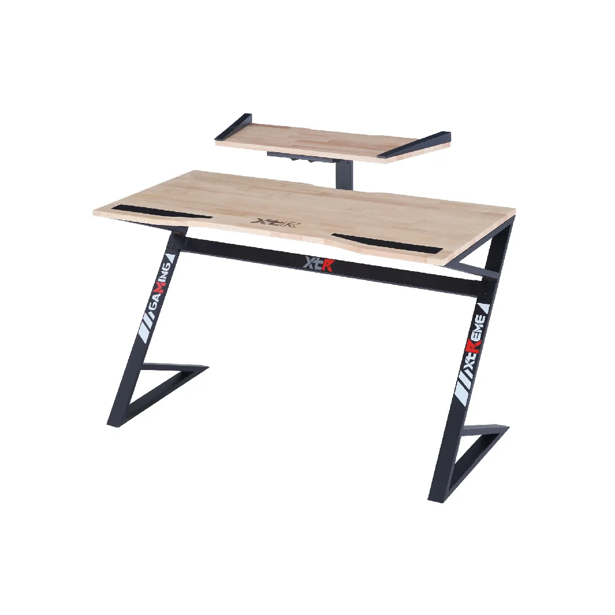 Bureau gamer / bureau informatique coloris chêne nordique / noir - Longueur 120 x profondeur 60 x hauteur 75 cm