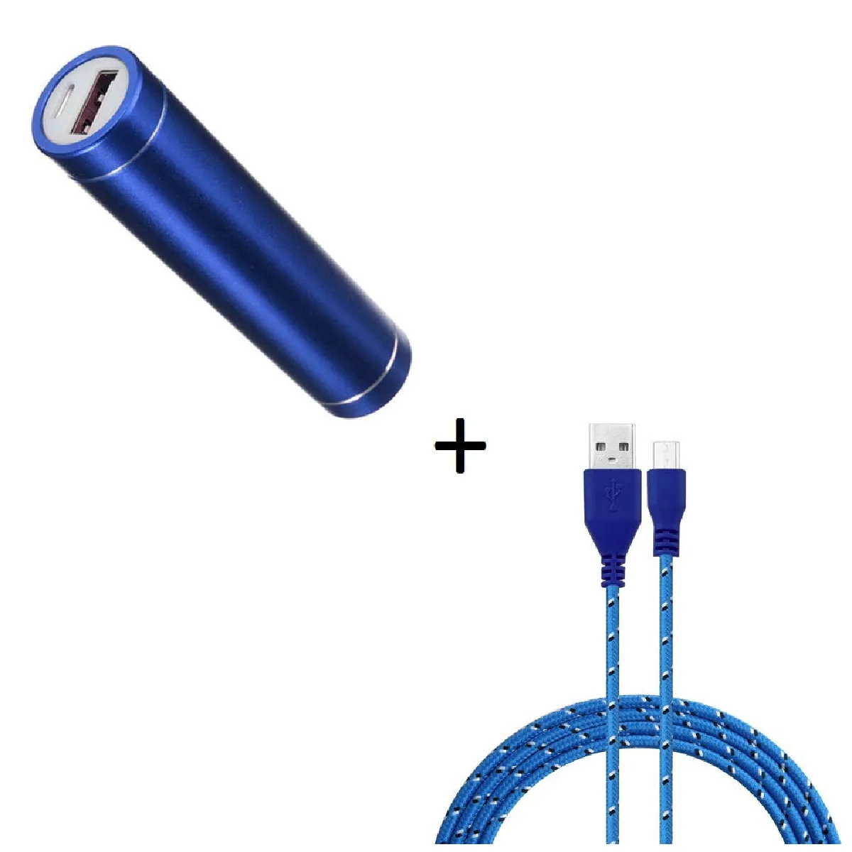 Pack Batterie pour HUAWEI MediaPad M3 Smartphone Micro USB (Cable Tresse 3m + Batterie Chargeur Externe) Android 2600mAh (BLEU)