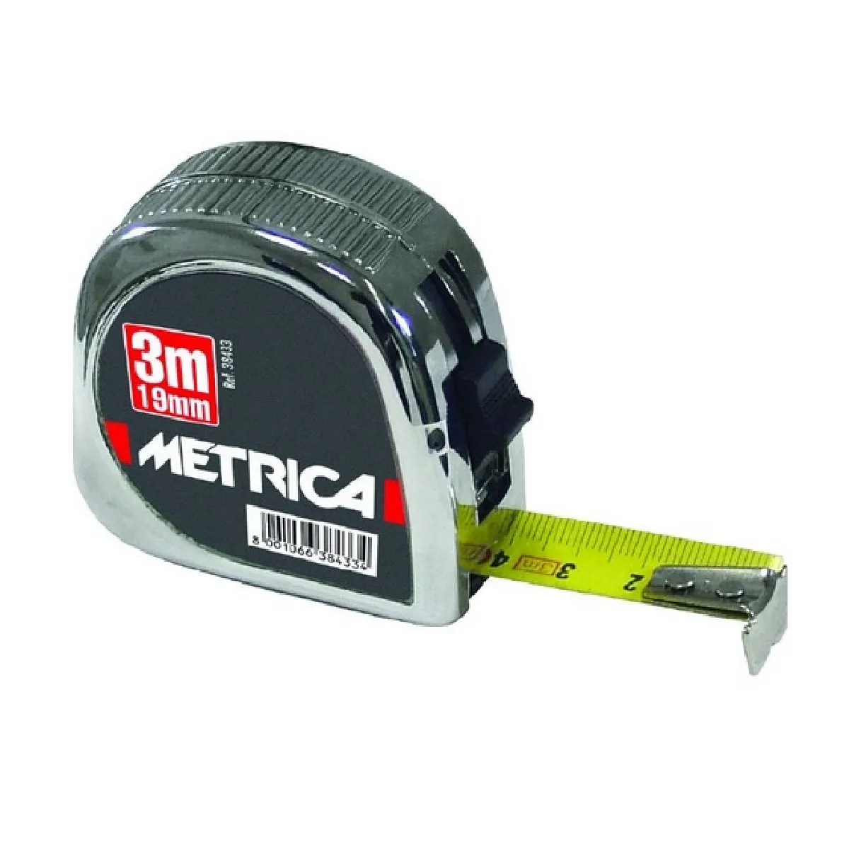 Metrica - Mètre à ruban CROMATO 10 m largeur 25 mm boîtier chromé en ABS - 38398