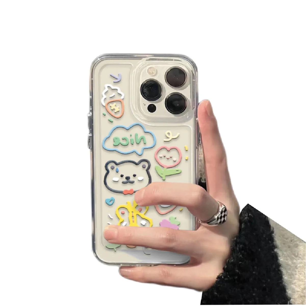 Coque de téléphone compatible avec la coque de téléphone iPhone 11 Pro, motif d'icône d'ours, antidérapant et antichoc, le meilleur cadeau pour petit ami et petite amie.