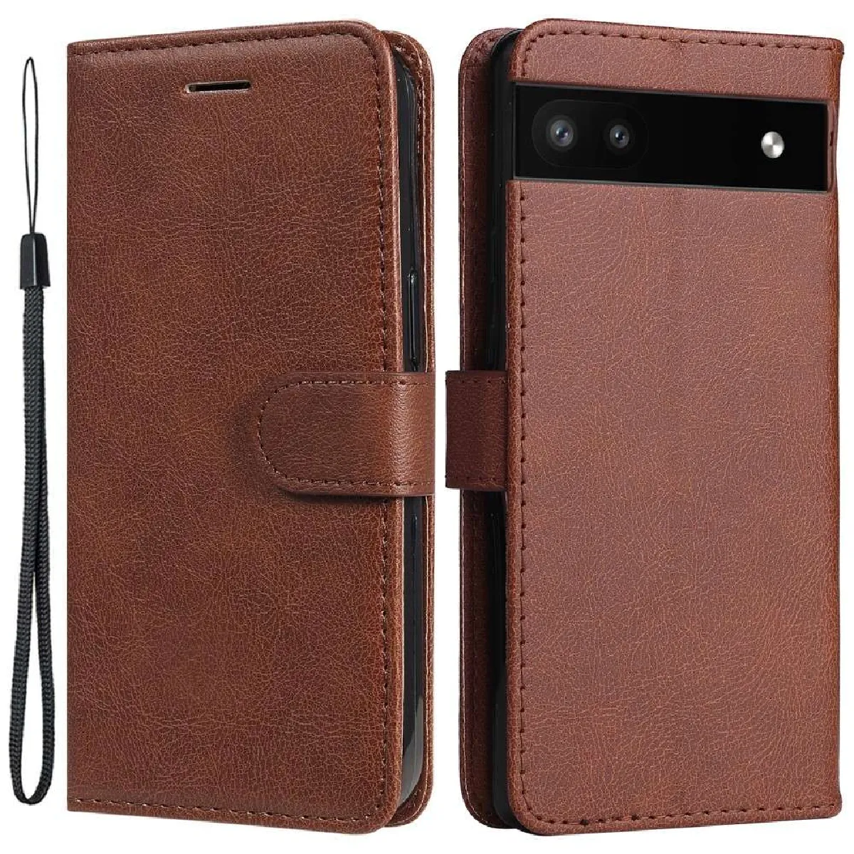 Housse pour Google Pixel 6a 5G - etui coque pochette portefeuille + verre trempe - MARRON