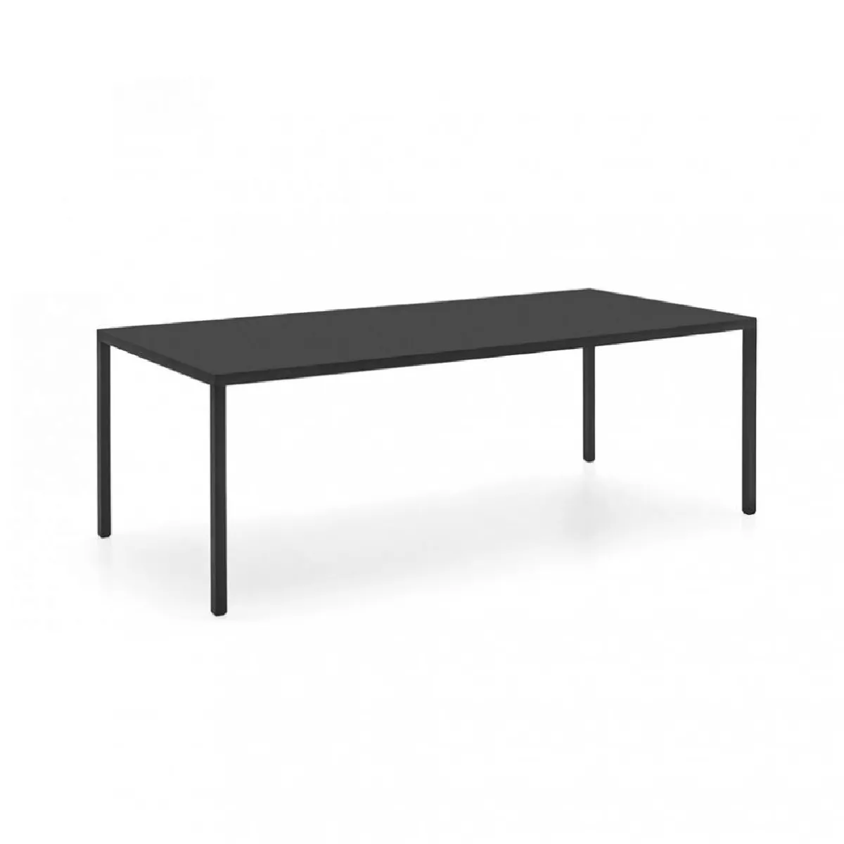 Table repas 6 couverts IRON 160cm pieds métal plateau noir