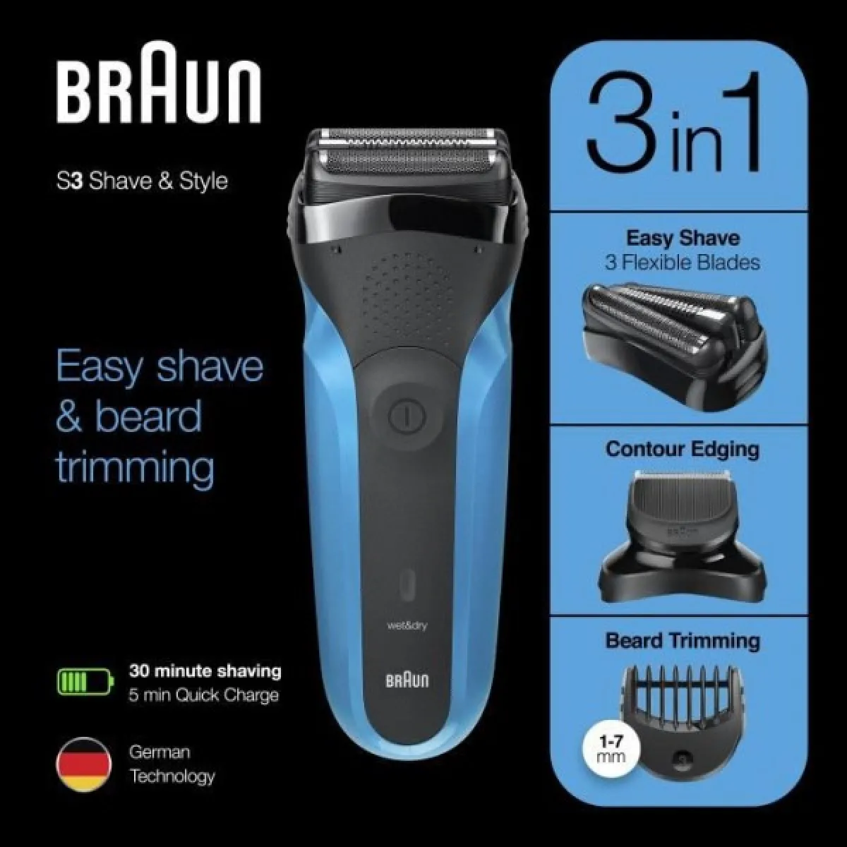 Rasoir - Tondeuse Electrique Braun Series 3 310BT Homme