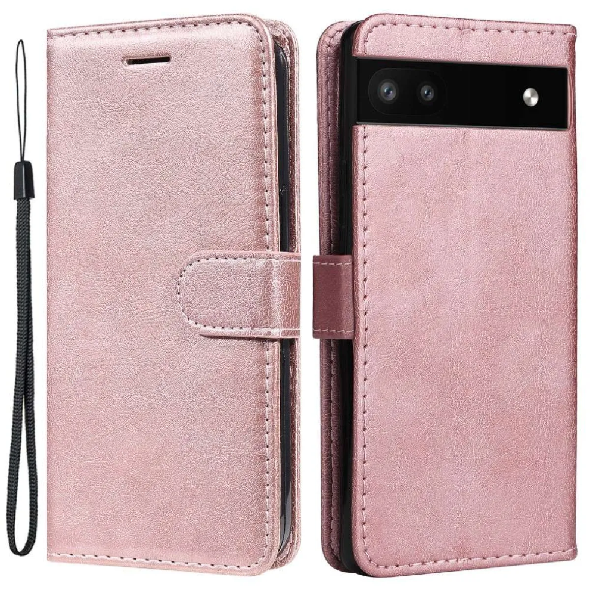 Housse pour Google Pixel 6a 5G - etui coque pochette portefeuille + verre trempe - ROSE