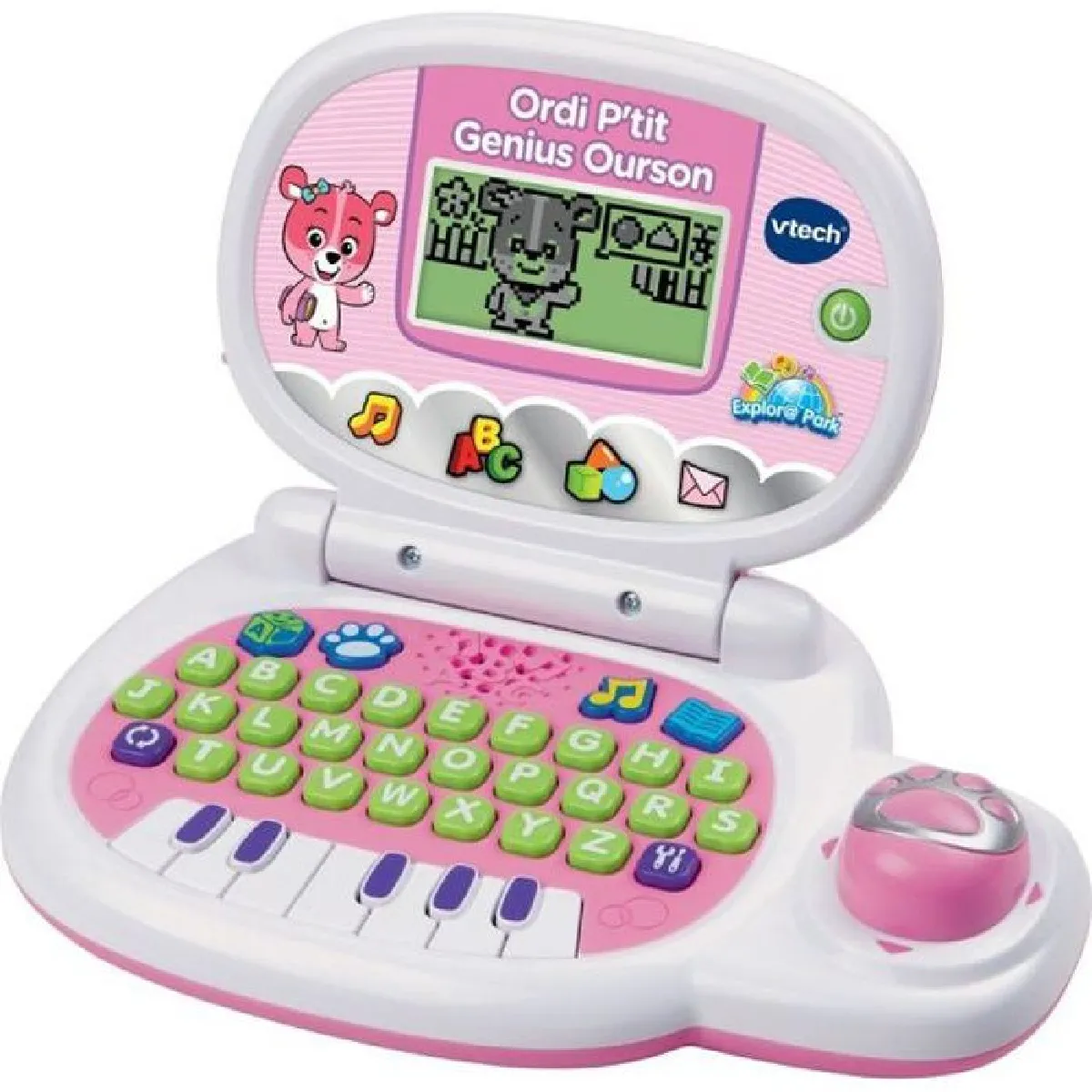 VTECH - Ordi P'tit Genius Ourson Rose - Ordinateur Éducatif Enfant