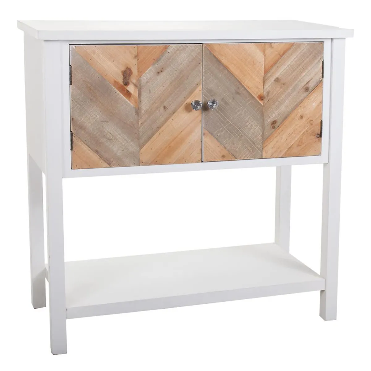 Meuble console, table console en bois laqué blanc avec 2 portes - Longueur 92 x Profondeur 39 x Hauteur 91 cm