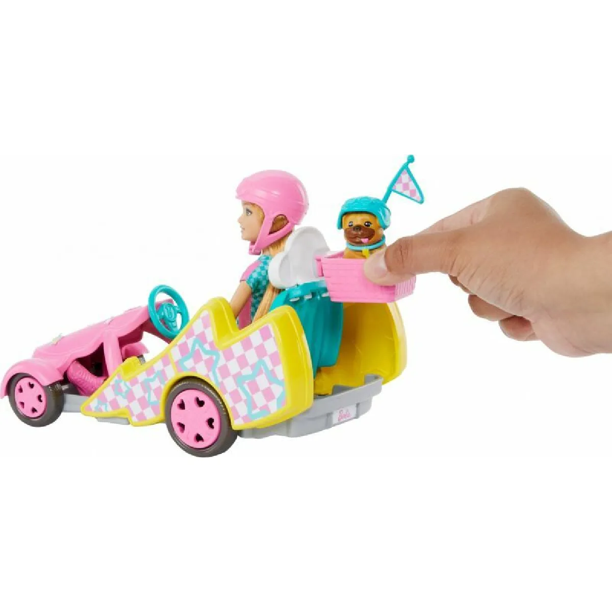 Barbie Coffret Poupée Stacie Avec Voiture De Kart, Chien Et Accessoires, 9 Éléments, Inspiré Du Film Barbie Et Stacie - À La Rescousse, Jouet Enfant, A Partir De 3 Ans, HRM08