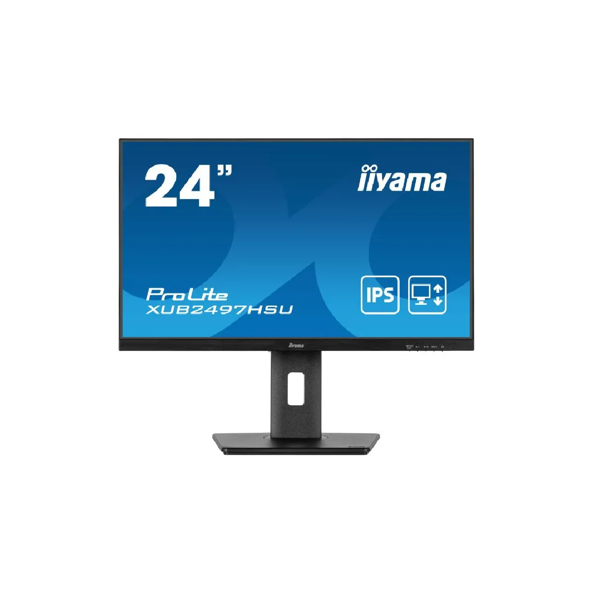 Ecran IIYAMA 23,8'' Ultra mince Noir IPS 1920x1080 16: 9 100Hz 1ms 250 cd/m² HDMI DP 2xUSB-HUB Haut-parleurs 2 x 2W VESA 100x100 15cm pied réglable + Pivot TCO